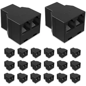 RJ12 6P6C 3 Female Telephone Line Splitters, Phone Jack Splitter, Telephone Landline  Connector and Separator(Black, 20 Pack)