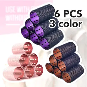 6pcs Metal Velcro Hair Rollers, Pro Aluminum Rollers, Styling Tool for Beauty and Personal Care, Durable and Easy to Use, Hair Styling Set