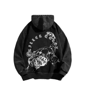 JoJo's Bizarre Adventure Anime-Style Hoodie - Unisex Long Sleeve Casual Gothic Hooded Sweatshirt Made in USA 100% Cotton Eco-Friendly Washed Design