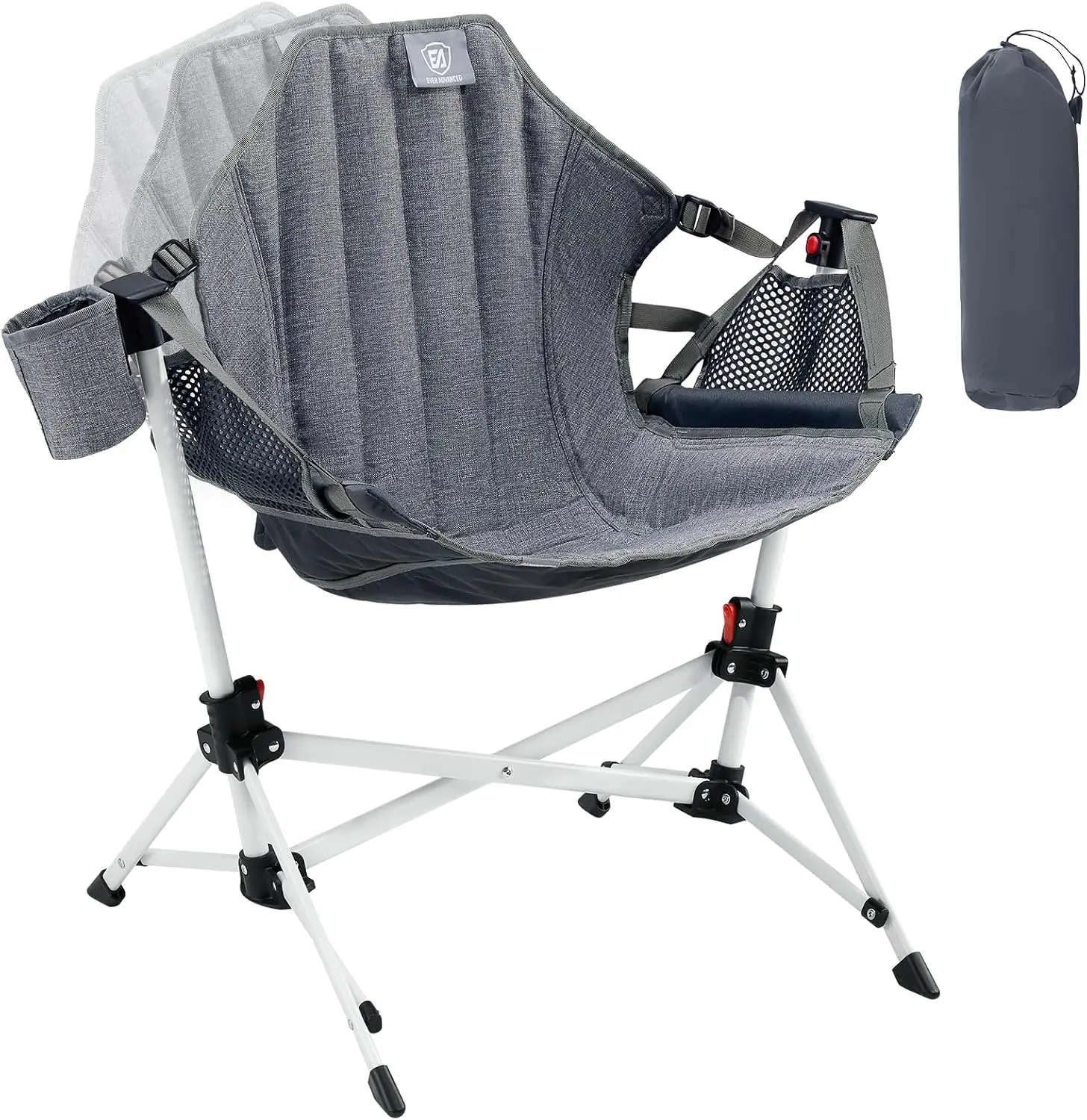EVER ADVANCED Kids Hammock Chair Foldable, Kids Camping Chair with Stand Portable, Hammock Swing Chair with Cup Holder, Child Camping Gear Carry Bag for Traveling Outdoor Patio Supports 125LBS