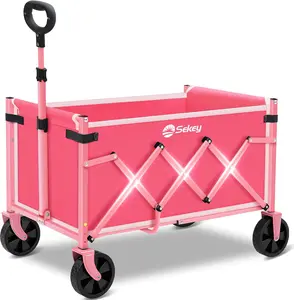 Sekey Folding Wagon 220lbs, 130L, Collapsible, beach, Garden, Utility, Camping, Shopping, Transport Cart