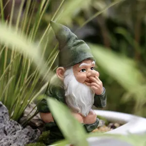 Funny Squatting Dwarf Statue, Fun Garden Bonsai Sculpture, Home Decor, Family Gift, Resin Craft, Humorous Figurine, Garden Gnome Statue