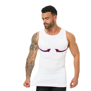 YOWODA Men's Seamless Compression Tank Top - Gynecomastia-Adapted Contoured Cut Nylon Blend Undershirt, Compression Support, Sports Clothing, Yoga Sports Vest for Gym Activewear Workout Vest Sweat Sauna Vest