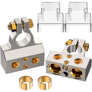 Heavy Duty Car Battery Connectors, 0/2/4/6/8/10 AWG, Top Post Multiple Battery Terminals (Silver)