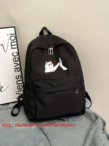 Cute Ragdoll Cat Backpack with Heart Print, Casual Nylon Book Bag, School Backpacks for School, Commuting, Travel, Easy to Clean, All Seasons
