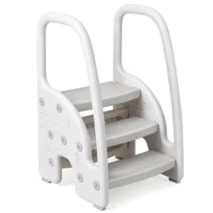 GARVEE Adjustable Step Stool for Toddlers - Perfect for Bathroom, Kitchen, and Potty Use, Featuring a Safe Handle for Easy Climbing and Stability, Ideal for Growing Children to Reach Counters and Sinks