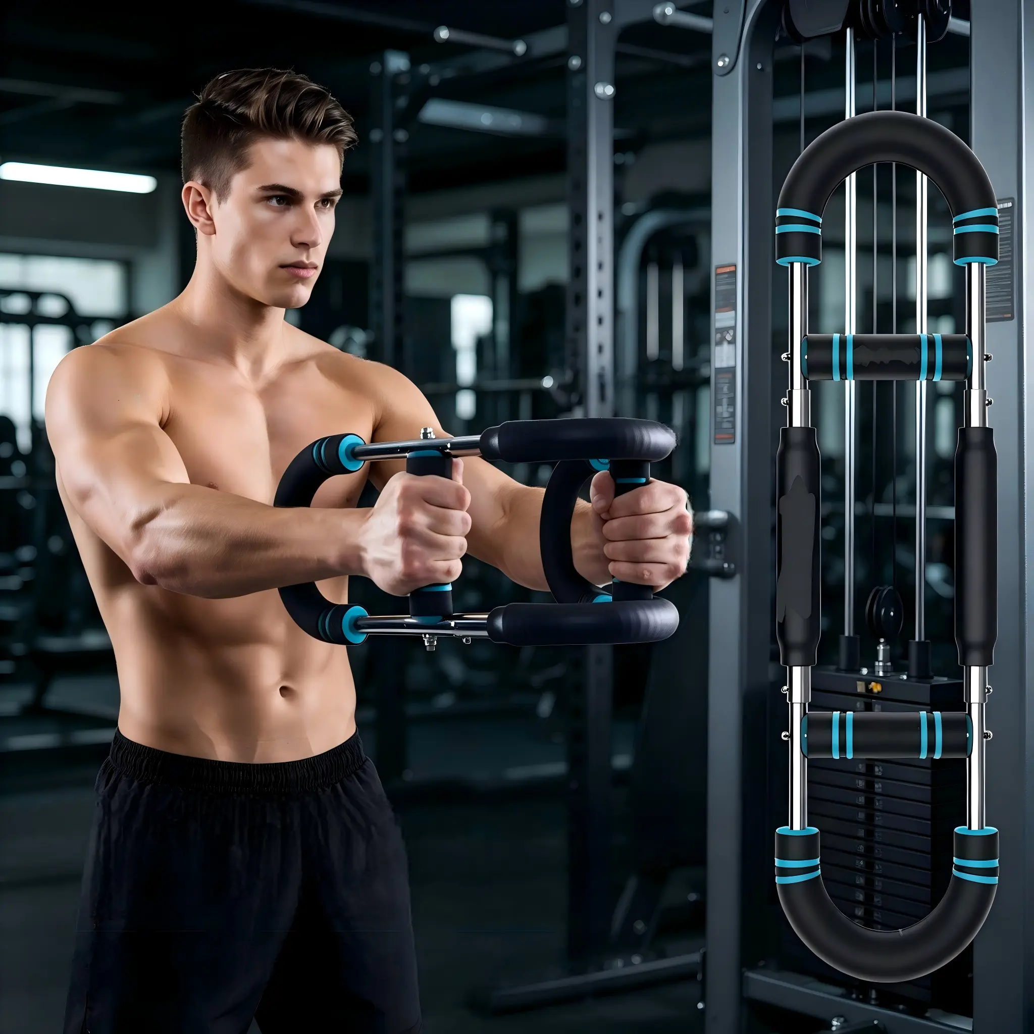 Heavy Duty Reinforced Spring Resistance Power Twister Bar, Adjustable Resistance Arm Chest Expander Upper Body Trainer, Lightweight Compact Portable Home Gym Equipment for Apartment, Office & Travel Daily Resistance Training