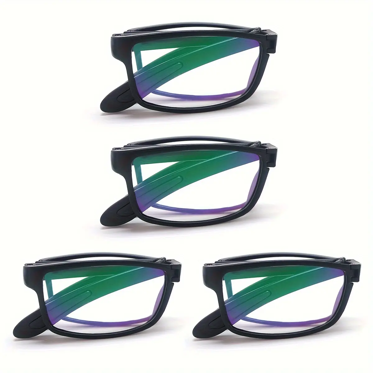 4 Pieces Folding Reading Glasses with Blue Light Filter, Easy to Carry, Compact Foldable Readers for Men and Women