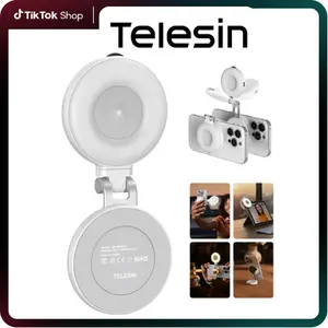 TELESIN 3 Color Temperatures Magnetic Mirror Selfie Light 360° LED Ring Light with MagSafe, Mirror and Phone Stand, Portable Rechargeable Light,for Makeup, Live Streaming, Video,Compatible with iPhone 17/all series, Samsung,Android,Mother's Day Gifts
