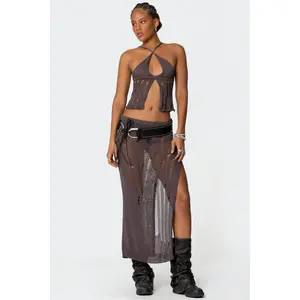Jaynie Distressed Knit Maxi Skirt