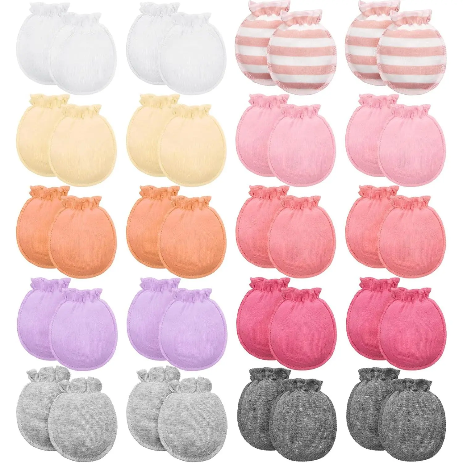 20 Pairs Baby Mittens 0-6 Months Newborn Cotton Gloves Soft Breathable Infant Toddler Gloves for Boys Girls