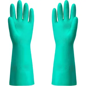 Chemical Resistant Nitrile Gloves Resist Acid Alkali Solvent Oil Latex Free Pair Medium 15 Mils Thickness