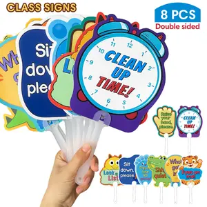 8-Piece Cartoon Classroom Interactive Hand Raise Signs, Effective Teaching Tools for Early Education and Classroom Management, Ideal for Daily Interaction