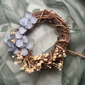 Moonlit Hydrangea Wreath Ornament - Handmade Dried Flowers Boho Earthy Charm Christmas Holiday Gift