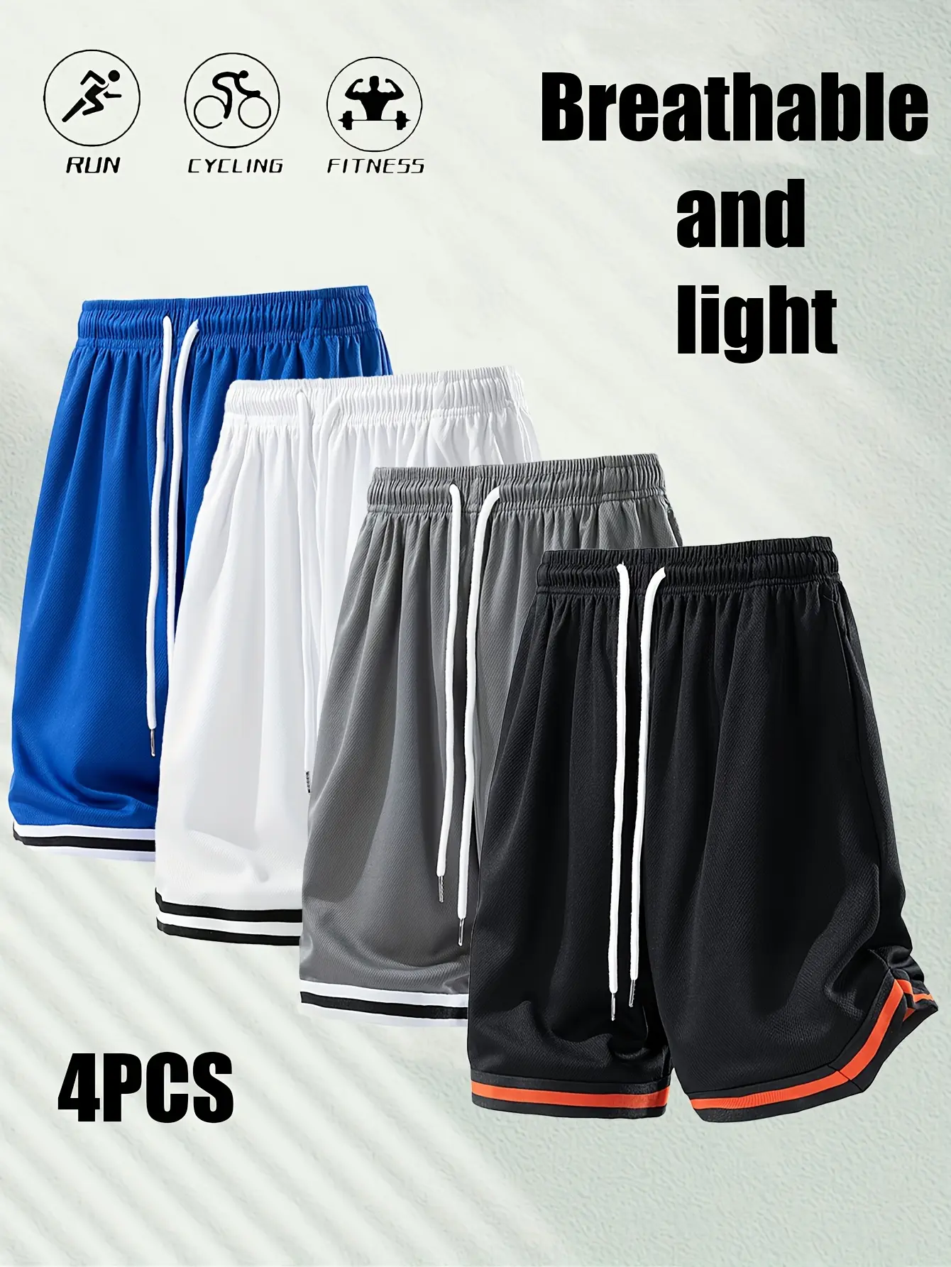 Men’s Shorts (Pack of 4) - Sporty Chic Activewear for Running & Fitness, Breathable, Cool, Lightweight, Comfortable, Versatile Above Knee Men’s Shorts for Long Sets