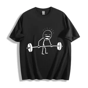 Casual Style Unisex T-Shirt With Stick Figure Lifting Barbell Design Perfect For Gym Workouts And Fitness Enthusiasts Ideal Gift For Friends And Family Who Love Weight Training And Active Lifestyle