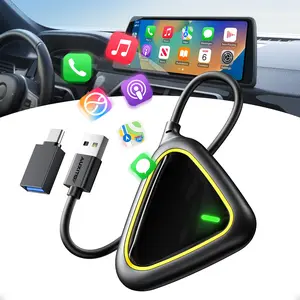 AUXITO 2 in 1 Wireless CarPlay & Android Auto Adapter, Converts OEM Wired CarPlay to Wireless, Plug & Play Seamless Connection for iPhone iOS 12+ & Android 11+, 2025 Upgraded