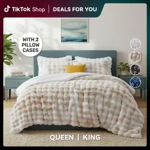 PEACE NEST 3-Pieces Plush Down Alternative Comforter Set Queen King Sizes with 2 Pillowcases Soft & Cozy Ultra & Comfortable Warm & Luxurious Bedding Set