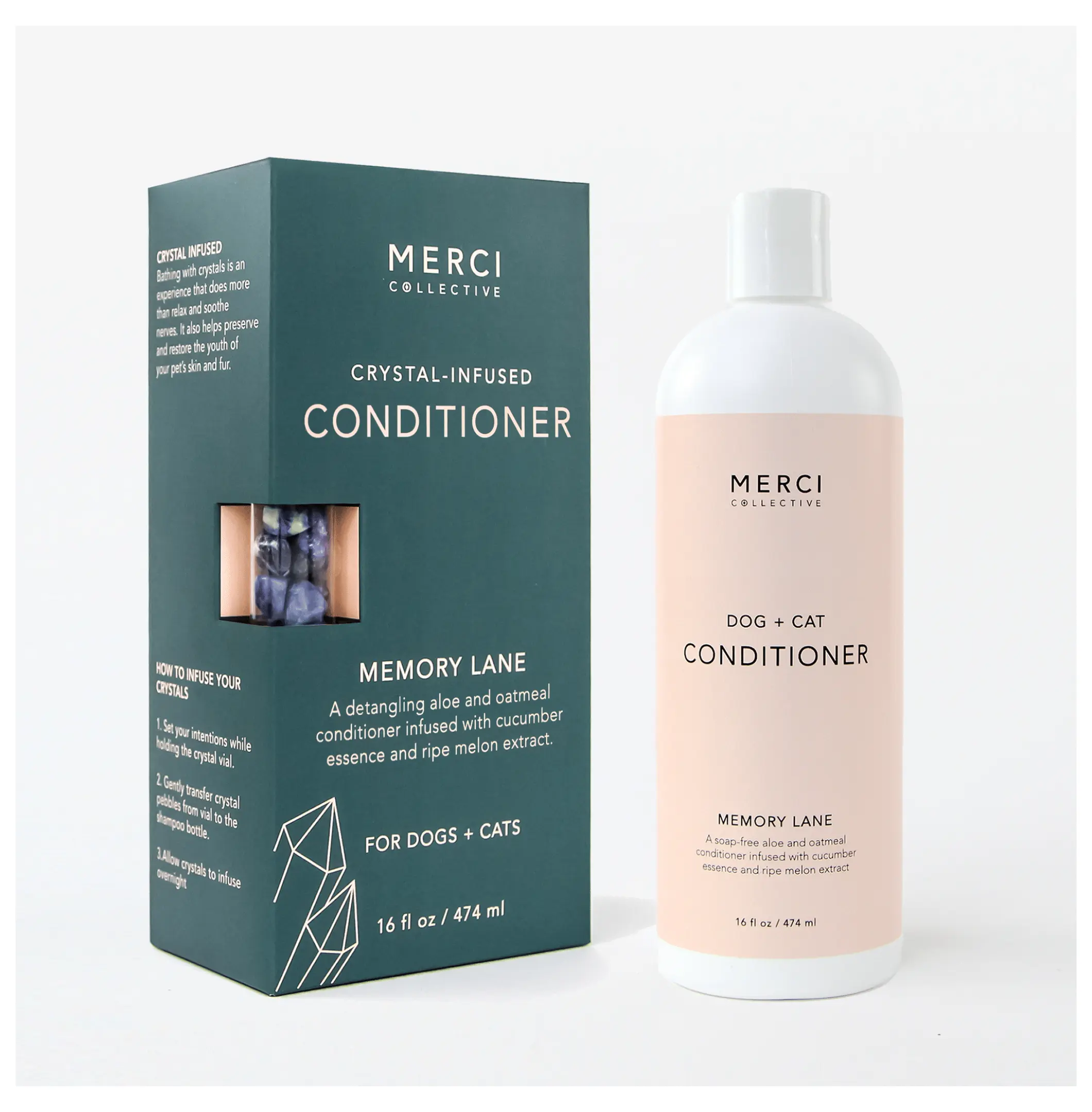 Pet Conditioner with Crystals | Luxury Dog & Cat Conditioner for Shiny, Soft Coat | Melon Cucumber Scent | Vegan, Hypoallergenic, 16oz
