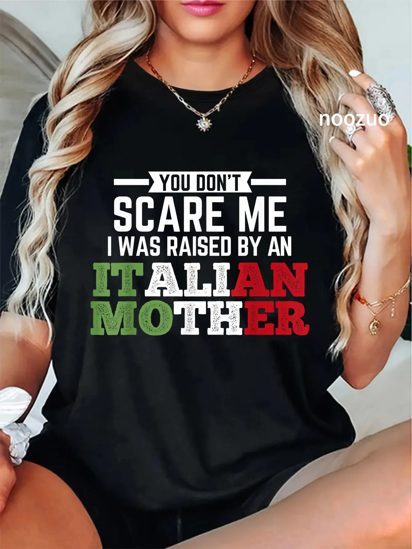 100% Cotton Raised By An Italian Mother Italy Flag Italian National T-Shirt