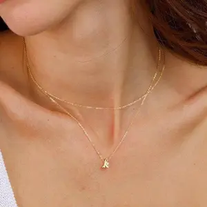 Layered Initial Necklaces for Women Girls Trendy, 14K Gold Plated Letter A-Z Necklace Tiny Initial Necklace Gold Initial Necklaces Birthday Gifts Christmas Gifts for Women Girls Jewelry initial pendant initial necklace