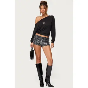 Sequin Leopard Printed Micro Shorts