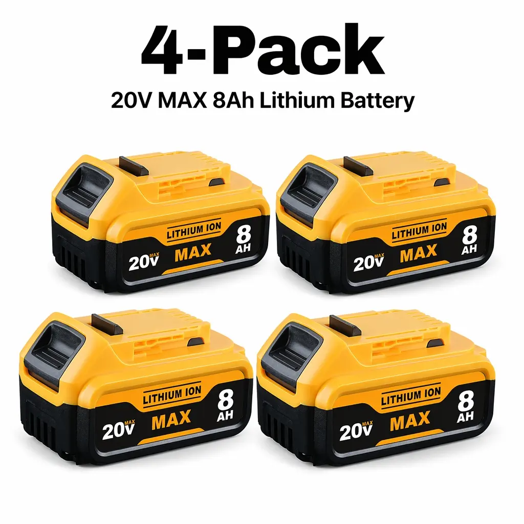 4-Pack DeWalt 20V MAX Battery 8.0Ah Replacement for DCB200 DCB205, Compatible with DeWalt DCB206 DCB208 Cordless Drill Impact Driver