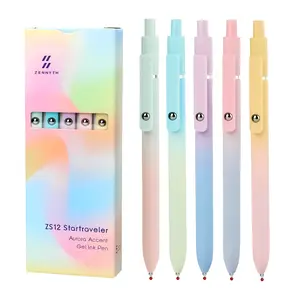 5Pcs Rainbow Minimalist Press Type Quick Drying Carbon Gel Pens Set For Students Nurse,Easter Basket Stuffers for Women,Cool Teen Girl Gifts