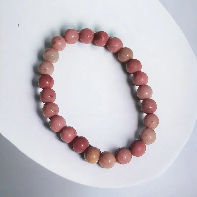 Pink Rhodonite Bracelet - 8mm Pink Rhodonite Stone Beads, Customizable Size, Emotional Healing Properties, Stylish Accessory for Women Summer Dainty Jewelry