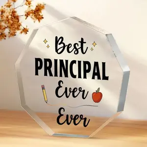 2D Flat, Thank You Principal, Assistant Principal Gift "Best PRINCIPAL Ever" Acrylic Desk Decoration Sign Suitable for Home Office Acrylic Desktop Sign, Acrylic Signage Plaque