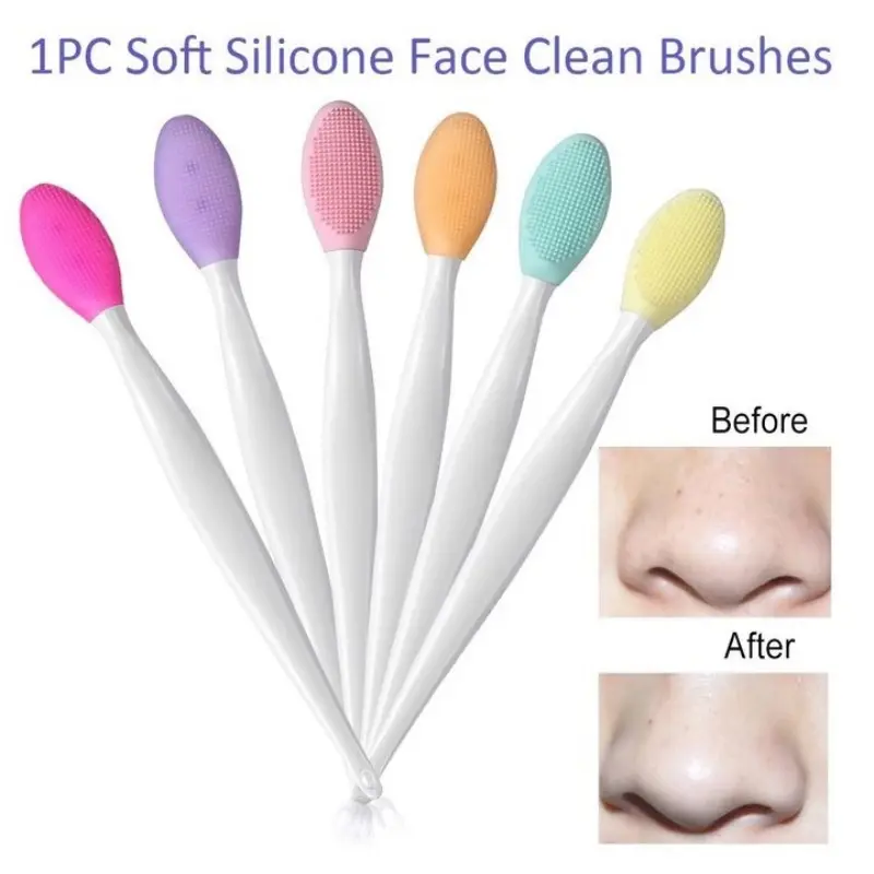 Silicone Dual-Sided Blackhead Remover & Makeup Brush Cleaner, Blackhead Cleaning Instrument, Deep Pore Cleansing Tool, Exfoliating & Removing Blackheads, Pore Cleansing Facial Brush, Silicone Face Cleansing, Facial Cleansing Tools, Facial Care Tool