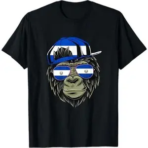 El Salvador Ape Salvadorian Flag Monkey Salvadoran Pride T-Shirt