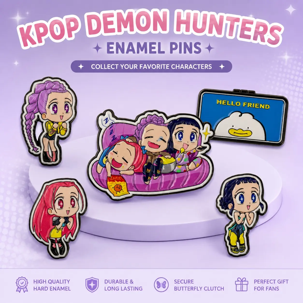Netflix K-Pop Demon Hunters Enamel Pin, Cute Kawaii Anime Badge, Durable Hard Enamel Lapel Pin, K-Pop Fan Gift, Trendy Aesthetic Decor, Fashion Lapel Pin