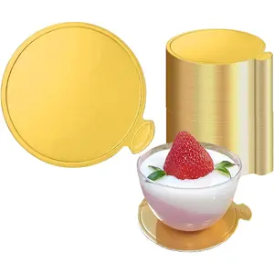 3.5 Inch Mini Round Golden Cake Boards 100 count Mousse Cupcake Base Paper Plates Circle Dessert Board ( 3.5inch 100 count)