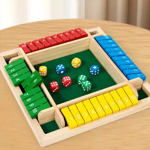 Closed Box Dice Tabletop Game - Wooden Set for 1-4 Players (8 Dice Included) - Ideal for Family Game Nights & Home Gatherings, Enhances Kids' Math & Decision-Making Skills, Tabletop Play