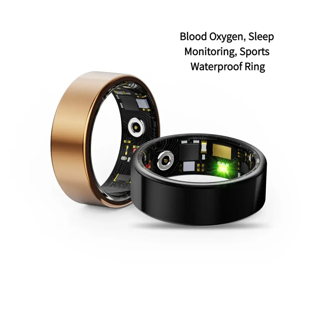 Sleek Metal Smart Ring for Women & Men, Wearable Health Tracker with Blood Pressure, Oxygen & Sleep Monitor, IP68 Waterproof, Bluetooth, Daily, Men/Women, Real-Time Data, Retro, Remote, Fitness Tracker Ring, Wearable Fitness Trackers