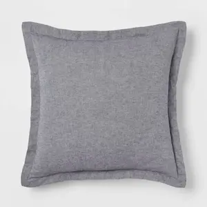 Euro Cotton Linen Blend Chambray Decorative Throw Pillow Navy - Threshold: Indoor Square Pillow, Zipper Closure, OEKO-TEX Certified