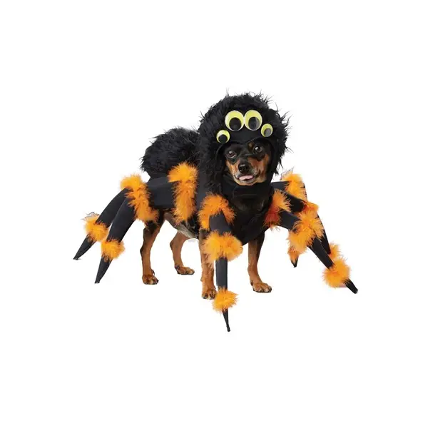 HalloweenCostumes Dog Spider Costume, Reversible Polyester Fiber Pet Outfit with Hood Chin Strap, Scary-Creepy Halloween Party Wear