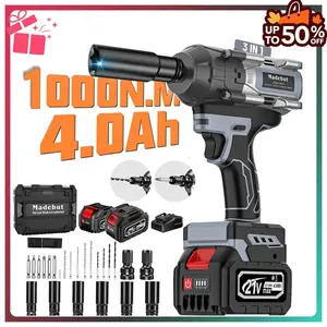 1000 N.m Cordless Impact Wrench, All-Metal Cordless Impact Gun with 2 * 4.0Ah, 3-IN-1 Electric Impact Wrench with 5 Sockets for Cars & Trucks #SummerVibes