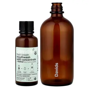 Davids Fresh Breath Mouthwash Refill Kit, Alcohol Free, Natural Fresh Mint, 2 Piece Kit