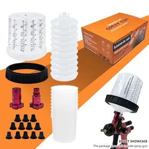 Professional 600mL Disposable Paint Cup Set- 125μm Filter, Leak-Proof, Paint-Saving for Spray Gun. Dual Metal Connectors for HVLP/LVLP. Quick Assembly, Zero Cleanup for Auto, Wood, Resin. Kit Included.