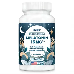 OUFEX Deep Sleep Capsules, 15mg Melatonin – Aids Sleep and Relaxation, Eases Anxiety, Improves Sleep Quality, No Product Dependency, Gelatin-Free, Gluten-Free heart health gluten free goli organ happy