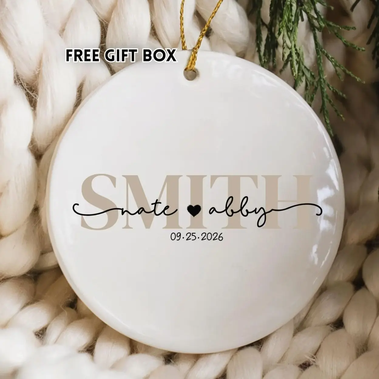 Personalized Wedding Christmas Ornament: 2026 Custom Last Name Keepsake