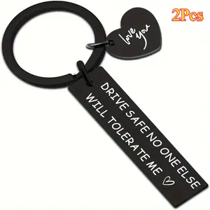 2Pcs Drive Safe Keychains For Boyfriend Husband Gifts Birthday Or Anniversary Presents For Husband Wife Girlfriend Family Friendship Charms