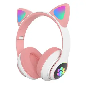 High Quality Cat Ear RGB Wireless Gaming Headset Kid Headphones 5.3 40H Playtime Foldable LED Equipped High Fidelity Sound Quality for iPhone iPad Laptop PC