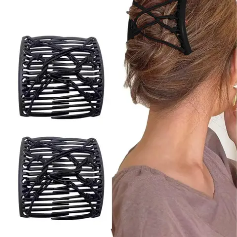 Double Comb Design Hair Clip, Adjustable Elastic Hair Pin, Hair Accessories for Women & Girls, Cute Hair Clips, Pilates Hair Clips, Half Up Half Down Hair Clip, Simple Hairwear for Daily Use, Goddess Hair Clip, Hair Bun Accessories, Hairclips