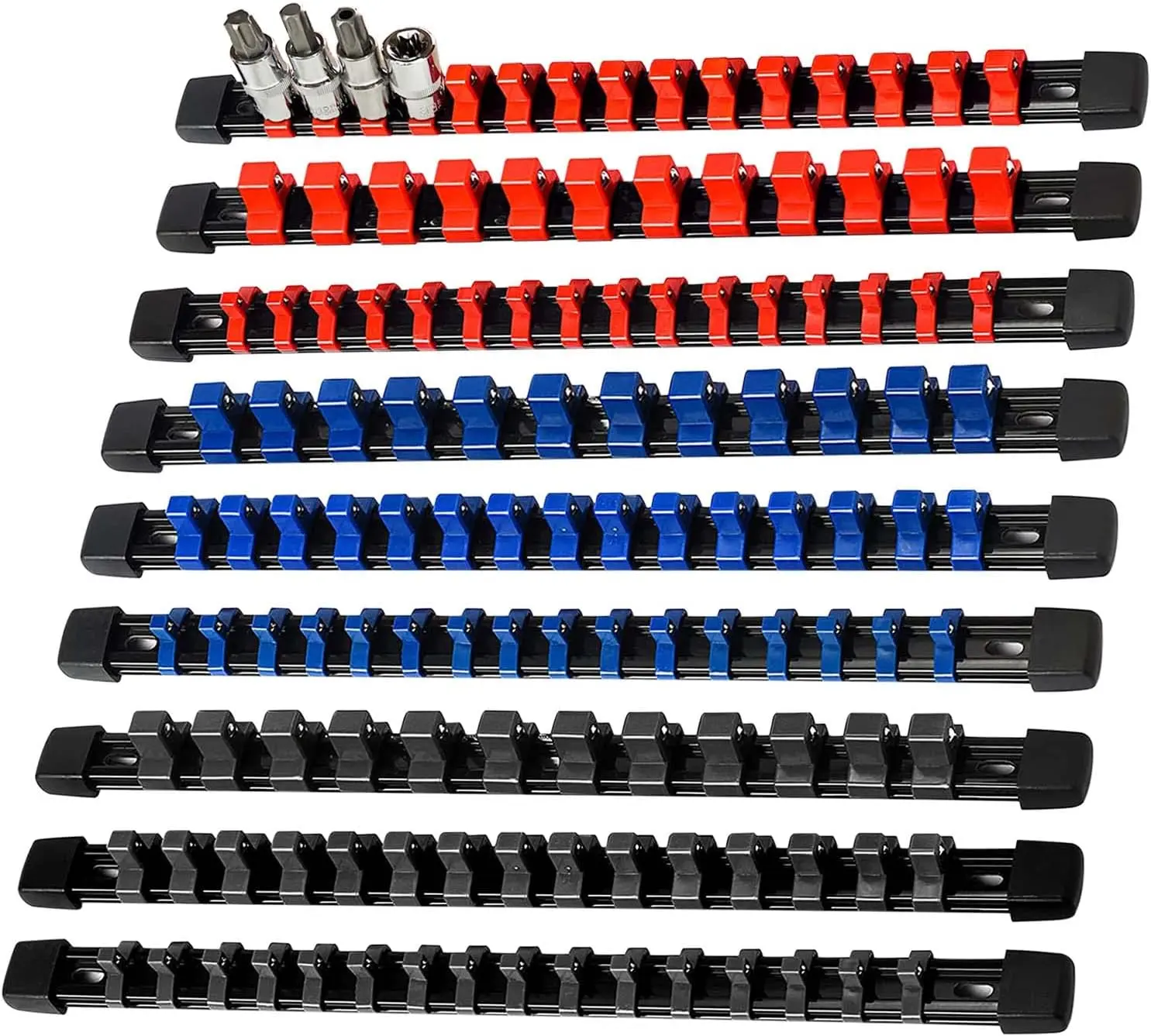 AMM 6-Piece Socket Organizer, 1/2 inch Drive ABS Tools Socket Holder,Heavy Duty Socket Racks, Premium Quality Socket Clip Rail Holder,The best tool trays in the garage