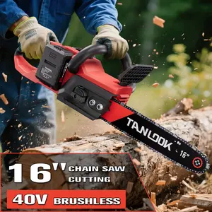 Tanlook 40V Brushless Cordless Chainsaw 16" Guide Rail Compact Handheld Electric Chainsaw with 2x4Ah Batteries Compatible with Dewalt Battery for Woodcutting Tree Trimming and Pruning fathersdaygift