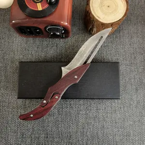 Damascus Steel Folding Knife - Mechanical Magic Pocket Knife Kitchen Peeling Tool, Camp Cooking & Outdoor EDCTools,Great Gift
