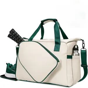 Pickleball Bag, 2 In 1 Pickleball Tote Bag, Pickleball Backpack for Women & Men, Adjustable Sling Bag with Paddle Cover Pocket External Ball Bag, Adjustable Shoulder,  with Shoe Compartment(Black/White)